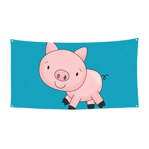 EZDLOWVBA Flagge mit Schweinchen-Druck, 4 Ösen, Ösen an jeder Ecke, Polyester-Banner, lustige Flaggen, 90 x 180 cm von EZDLOWVBA