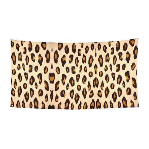 EZDLOWVBA Flagge mit gelbem Leopardenmuster, 4 Ösen, Ösen an jeder Ecke, Polyester-Banner, lustige Flaggen, 90 x 180 cm von EZDLOWVBA