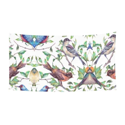EZDLOWVBA Flagge mit niedlichem Vogeldruck, 4 Ösen, Ösen an jeder Ecke, Polyester-Banner, lustige Flaggen, 90 x 180 cm von EZDLOWVBA