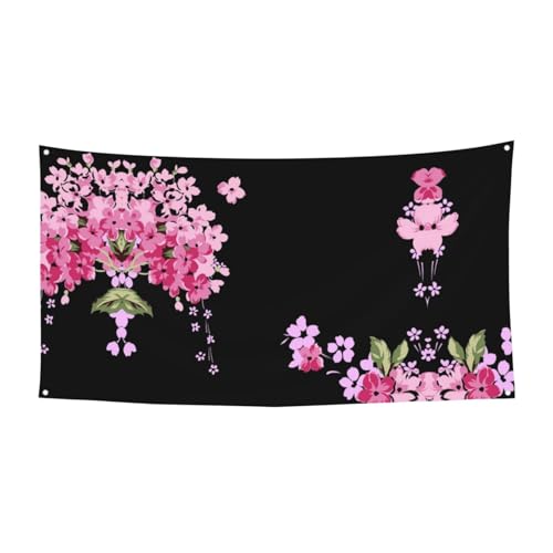 EZDLOWVBA Flagge mit schönem Blumendruck, 4 Ösen, Ösen an jeder Ecke, Polyester-Banner, lustige Flaggen, 90 x 180 cm von EZDLOWVBA