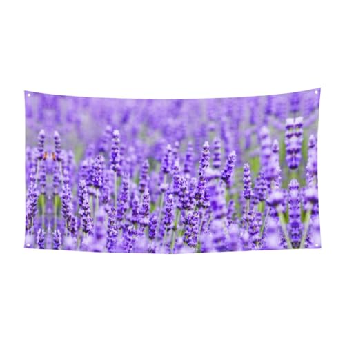 EZDLOWVBA Flagge mit violettem Lavendel-Druck, 4 Ösen, Ösen an jeder Ecke, Polyester-Banner, lustige Flaggen, 90 x 180 cm von EZDLOWVBA