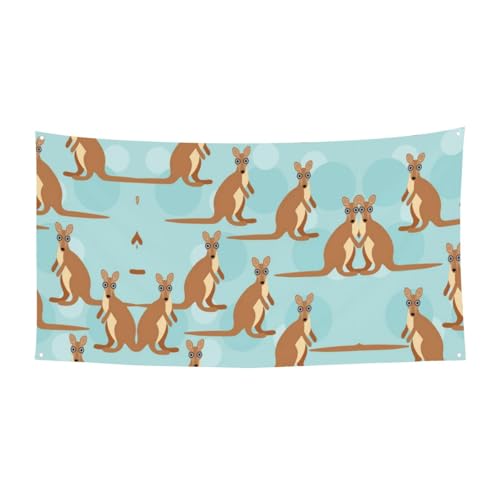 EZDLOWVBA Funny For Kangaroo Zoo-Flagge, 4 Ösen, Ösen an jeder Ecke, Polyester-Banner, lustige Flaggen, 90 x 180 cm von EZDLOWVBA