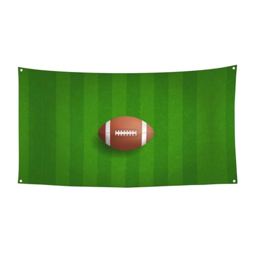 EZDLOWVBA Grüne Fußballfeld-Flagge, 4 Ösen, Ösen an jeder Ecke, Polyester-Banner, lustige Flaggen, 90 x 180 cm von EZDLOWVBA