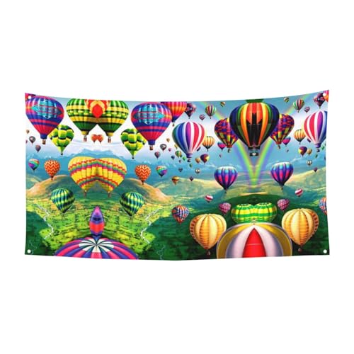 EZDLOWVBA Heißluftballon-Flagge, 4 Ösen, Ösen an jeder Ecke, Polyester-Banner, lustige Flaggen, 90 x 180 cm von EZDLOWVBA