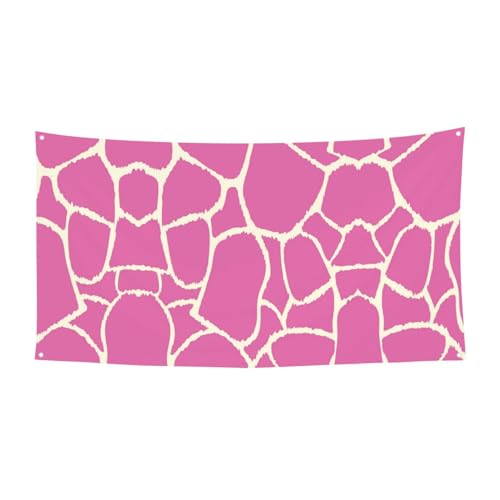 EZDLOWVBA Pinke Giraffen-Textur-Flagge, 4 Ösen, Ösen an jeder Ecke, Polyester-Banner, lustige Flaggen, 90 x 180 cm von EZDLOWVBA