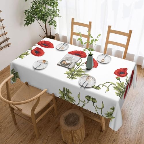EZDLOWVBA Rechteckige Tischdecke mit Mohnblumen-Motiv, abwischbar, wasserabweisend, Tischdecke für Zuhause, Esszimmer, Küche, Party, 137 x 183 cm EZDLOWVBA Rechteckige Tischdecke mit Mohnblumen-Motiv, abwischbar, wasserabweisend, Tischdecke für Zuhause, Esszimmer, Küche, Party, 137 x 183 cm von EZDLOWVBA