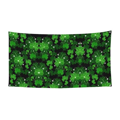 EZDLOWVBA St. Patricks Day Flagge mit Blättern, 4 Ösen, Ösen an jeder Ecke, Polyester-Banner, lustige Flaggen, 90 x 180 cm EZDLOWVBA St. Patricks Day Flagge mit Blättern, 4 Ösen, Ösen an jeder Ecke, Polyester-Banner, lustige Flaggen, 90 x 180 cm von EZDLOWVBA
