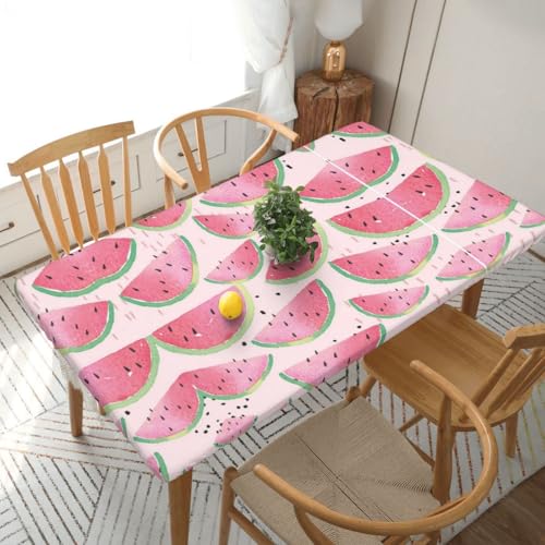 EZDLOWVBA Wassermelonen-Tischdecke mit frischem Obstdruck, wasserdicht, elastischer Rand, Kunststoff-Tischdecke, passend für Klapptische für Picknick, Camping, Outdoor (76 x 152 cm) von EZDLOWVBA