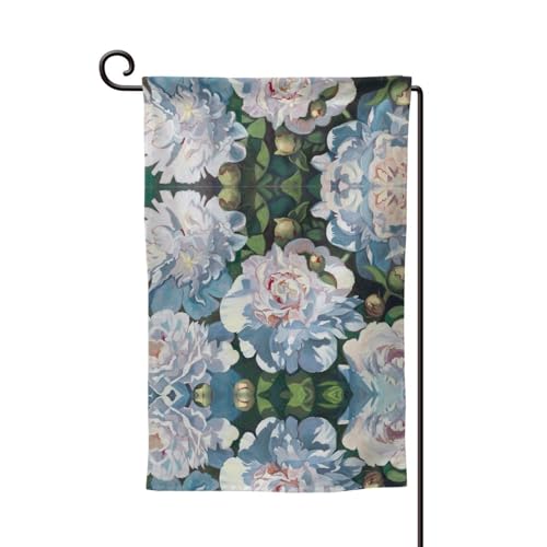 EZDLOWVBA Weiße Pfingstrosen-Druck, doppelseitige Premium-Gartenflagge, Gartenflaggen für Heimdekoration, doppelt genäht, 45,7 x 32,8 cm EZDLOWVBA Weiße Pfingstrosen-Druck, doppelseitige Premium-Gartenflagge, Gartenflaggen für Heimdekoration, doppelt genäht, 45,7 x 32,8 cm von EZDLOWVBA