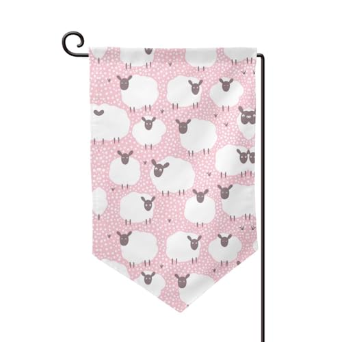EZDLOWVBA Weiße Schafe auf rosa Hintergrund, doppelseitig, Premium-Gartenflagge, Gartenflaggen für Heimdekoration, doppelt genäht, 45,7 x 32,5 cm EZDLOWVBA Weiße Schafe auf rosa Hintergrund, doppelseitig, Premium-Gartenflagge, Gartenflaggen für Heimdekoration, doppelt genäht, 45,7 x 32,5 cm von EZDLOWVBA