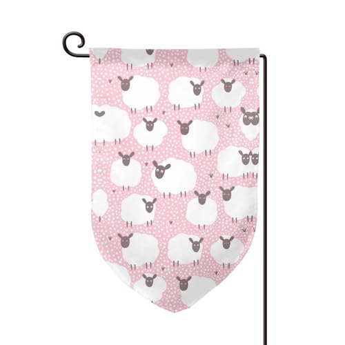 EZDLOWVBA Weiße Schafe auf rosa Hintergrund, doppelseitig, Premium-Gartenflagge, Gartenflaggen für Heimdekoration, doppelt genäht, 45,7 x 32,5 cm EZDLOWVBA Weiße Schafe auf rosa Hintergrund, doppelseitig, Premium-Gartenflagge, Gartenflaggen für Heimdekoration, doppelt genäht, 45,7 x 32,5 cm von EZDLOWVBA