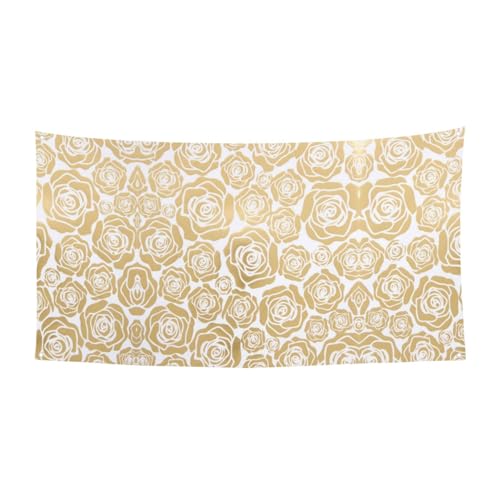 Flagge mit vielen goldenen Blumen, 4 Ösen, Ösen an jeder Ecke, Polyester-Banner, lustige Flaggen, 90 x 180 cm Flagge mit vielen goldenen Blumen, 4 Ösen, Ösen an jeder Ecke, Polyester-Banner, lustige Flaggen, 90 x 180 cm von EZDLOWVBA