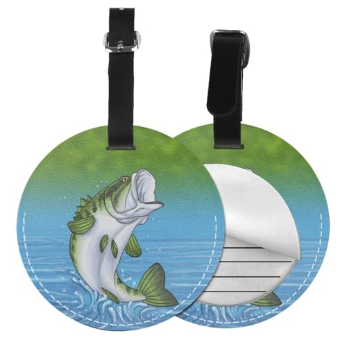 Gepäckanhänger, Motiv: Angeln springen aus dem Wasser, rund, Leder, Reisekoffer-Etiketten mit Privatsphäre, Namens- und Adresskarte, 1/2 Stück Gepäckanhänger, Motiv: Angeln springen aus dem Wasser, rund, Leder, Reisekoffer-Etiketten mit Privatsphäre, Namens- und Adresskarte, 1/2 Stück von EZDLOWVBA