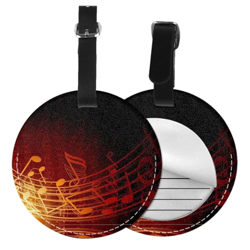 Gepäckanhänger, Motiv: rote Flamme, Motiv: Musiknoten, rund, Leder, Reisekoffer-Etiketten mit Privatsphäre, Namens- und Adresskarte, 1/2 Stück Gepäckanhänger, Motiv: rote Flamme, Motiv: Musiknoten, rund, Leder, Reisekoffer-Etiketten mit Privatsphäre, Namens- und Adresskarte, 1/2 Stück von EZDLOWVBA