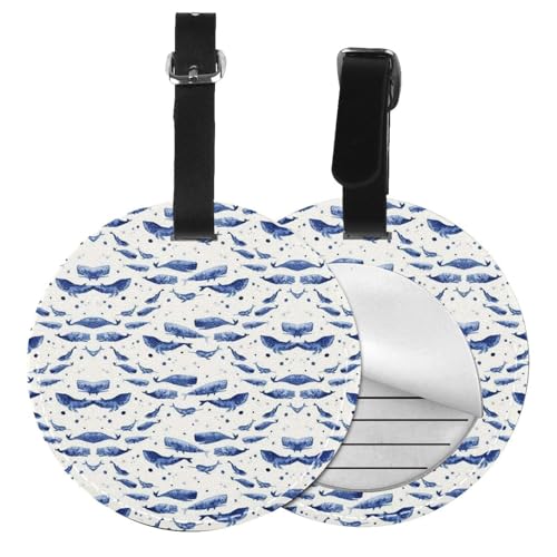 Gepäckanhänger, klein, Blauwal-Motiv, rund, Leder, Reisekoffer-Etiketten mit Privatsphäre, Namens- und Adresskarte, 1/2 Stück Gepäckanhänger, klein, Blauwal-Motiv, rund, Leder, Reisekoffer-Etiketten mit Privatsphäre, Namens- und Adresskarte, 1/2 Stück von EZDLOWVBA
