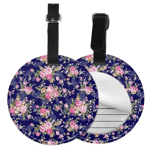 Gepäckanhänger, rund, Leder, Reisekoffer-Etiketten mit Sichtschutz, 1/2 Stück, Marineblau Gepäckanhänger, rund, Leder, Reisekoffer-Etiketten mit Sichtschutz, 1/2 Stück, Marineblau von EZDLOWVBA
