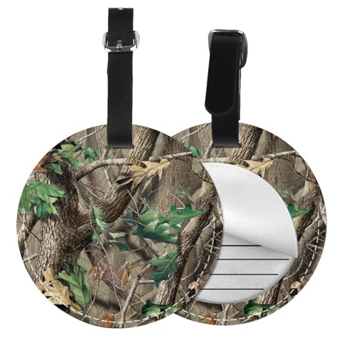 Gepäckanhänger aus Hartholz mit grünem Camouflage-Druck, rund, Leder, Reisekoffer-Etiketten mit Privatsphäre, Namens- und Adresskarte Gepäckanhänger aus Hartholz mit grünem Camouflage-Druck, rund, Leder, Reisekoffer-Etiketten mit Privatsphäre, Namens- und Adresskarte von EZDLOWVBA