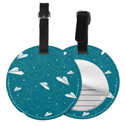 Gepäckanhänger aus Papier, Flugzeugdruck, rund, Leder, Reisekoffer-Etiketten mit Sichtschutz, Name, Adresskarte, 1/2 Stück Gepäckanhänger aus Papier, Flugzeugdruck, rund, Leder, Reisekoffer-Etiketten mit Sichtschutz, Name, Adresskarte, 1/2 Stück von EZDLOWVBA