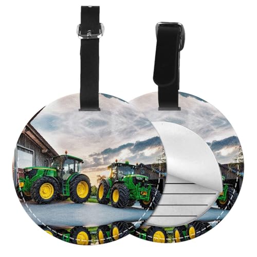 Gepäckanhänger für landwirtschaftliche Maschinen, rund, Leder, Reisekoffer-Etiketten mit Privatsphäre, Name, Adresskarte, 1/2 Stück Gepäckanhänger für landwirtschaftliche Maschinen, rund, Leder, Reisekoffer-Etiketten mit Privatsphäre, Name, Adresskarte, 1/2 Stück von EZDLOWVBA