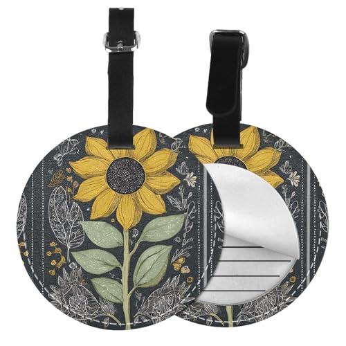 Gepäckanhänger mit Aufschrift "You are My Sunflower", rund, Leder, Reisekoffer-Etiketten mit Sichtschutz, Namens- und Adresskarte, 1/2/4 Stück von EZDLOWVBA