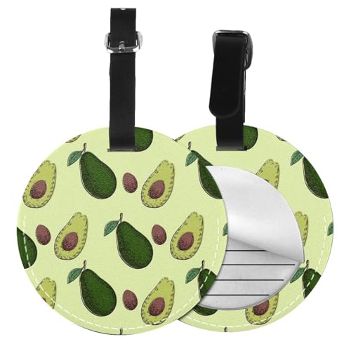 Gepäckanhänger mit Avocado-Frucht-Druck, rund, Leder, Reisekoffer-Etiketten mit Sichtschutz, Namens- und Adresskarte, 1/2 Stück Gepäckanhänger mit Avocado-Frucht-Druck, rund, Leder, Reisekoffer-Etiketten mit Sichtschutz, Namens- und Adresskarte, 1/2 Stück von EZDLOWVBA