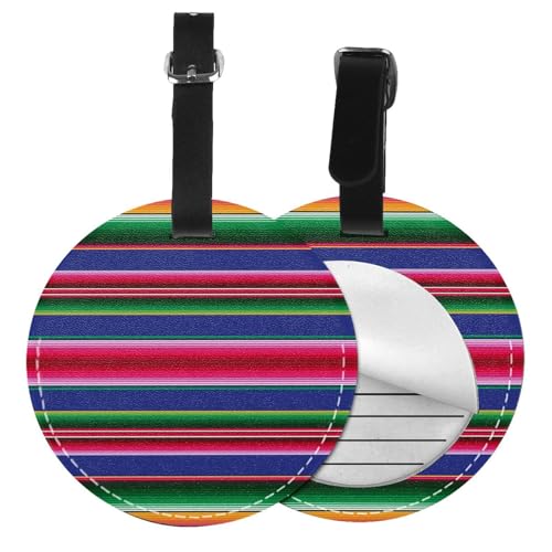 Gepäckanhänger mit gestreiftem Design, rund, Leder, Reisekoffer-Etiketten mit Sichtschutz, Name, Adresskarte, 1/2 Stück Gepäckanhänger mit gestreiftem Design, rund, Leder, Reisekoffer-Etiketten mit Sichtschutz, Name, Adresskarte, 1/2 Stück von EZDLOWVBA