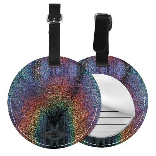 Holografische Gepäckanhänger, Gepäckanhänger, rund, Leder, Reisekoffer-Etiketten mit Sichtschutz, Name, Adresskarte, 1/2 Stück Holografische Gepäckanhänger, Gepäckanhänger, rund, Leder, Reisekoffer-Etiketten mit Sichtschutz, Name, Adresskarte, 1/2 Stück von EZDLOWVBA