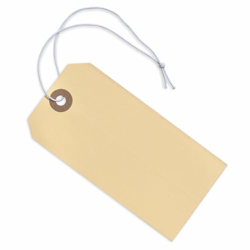 Etiketten mit elastischer Schnur – #5, 11,4 x 7,5 cm, Box mit 100 Manila-Papieretiketten mit elastischer Schlaufe und verstärktem Loch von EZDOM