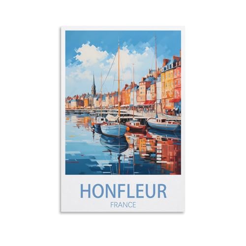 DIY-Ölgemälde-Set für Erwachsene und Kinder, Honfleur, französischer Küstensee, Zahlen-Malset für Anfänger bis Fortgeschrittene, Sets enthalten Acrylfarben und Pinsel, 30 x 40 cm von EZMLFA