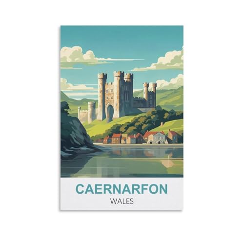 DIY-Ölgemälde-Sets für Erwachsene und Kinder, Caernarfon, Wales, Zahlen-Malset für Anfänger bis Fortgeschrittene, Sets enthalten Acrylfarben, Pinsel, 30 x 40 cm von EZMLFA