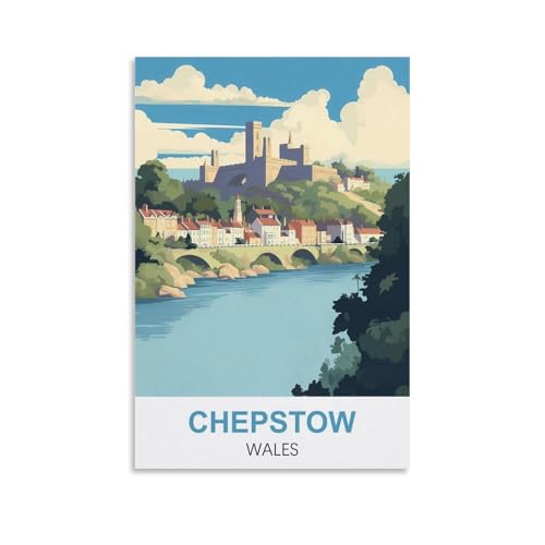 DIY-Ölgemälde-Sets für Erwachsene und Kinder, Chepstow Wales, Zahlen-Malset für Anfänger bis Fortgeschrittene, Sets enthalten Acrylfarben, Pinsel, 30 x 40 cm von EZMLFA