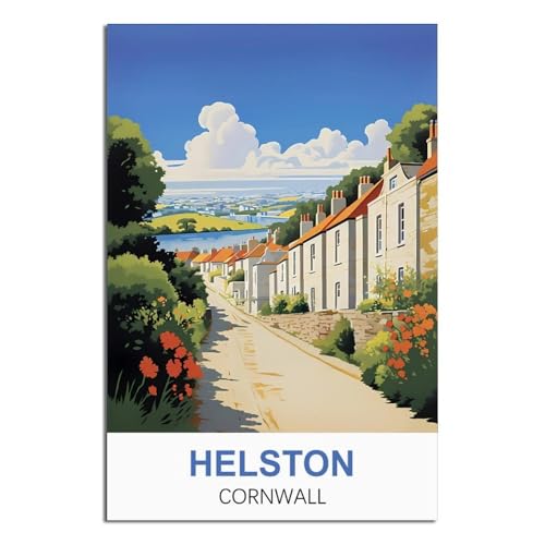 DIY-Ölgemälde-Sets für Erwachsene und Kinder, Helston Cornwall, Zahlen-Malset für Anfänger bis Fortgeschrittene, Sets enthalten Acrylfarben und Pinsel, 40 x 50 cm von EZMLFA
