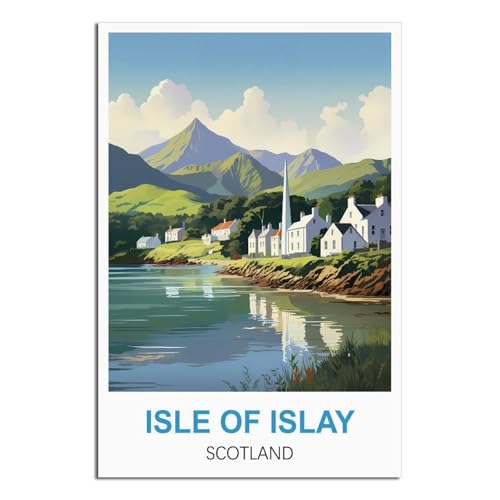 DIY-Ölgemälde-Sets für Erwachsene und Kinder, Isle of Islay, Schottland, Zahlen-Malset für Anfänger bis Fortgeschrittene, Sets enthalten Acrylfarben, Pinsel, 40 x 50 cm von EZMLFA