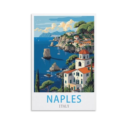 DIY-Ölgemälde-Sets für Erwachsene und Kinder, Neapel, Italien, Zahlen-Malset für Anfänger bis Fortgeschrittene, Sets enthalten Acrylfarben und Pinsel, 30 x 40 cm von EZMLFA