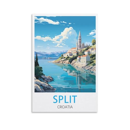DIY-Ölgemälde-Sets für Erwachsene und Kinder, Split, Kroatien, Zahlen-Malset für Anfänger bis Fortgeschrittene, Sets enthalten Acrylfarben, Pinsel, 40 x 50 cm von EZMLFA