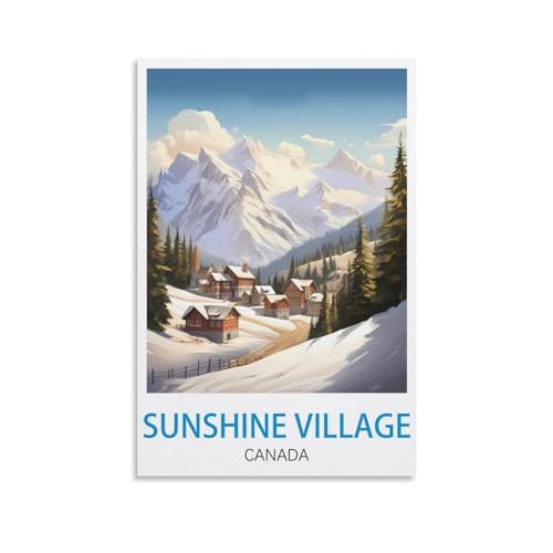 DIY-Ölgemälde-Sets für Erwachsene und Kinder, Sunshine Village Canada, Zahlen-Malset für Anfänger bis Fortgeschrittene, Sets enthalten Acrylfarben, Pinsel, 30 x 40 cm von EZMLFA