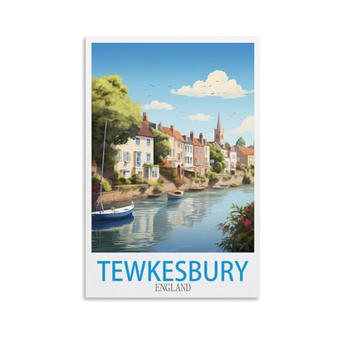 DIY-Ölgemälde-Sets für Erwachsene und Kinder, Tewkesbury, England, Zahlen-Malset für Anfänger bis Fortgeschrittene, Sets enthalten Acrylfarben, Pinsel, 20 x 30 cm von EZMLFA