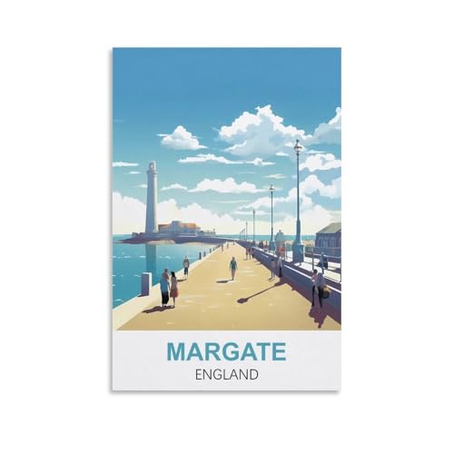 DIY Rahmenloses Malen-nach-Zahlen-Set, Margate, England, mit Pinsel- und Acrylfarben-Set, Thema Digitales Wandkunstwerk für Zuhause, 40 x 50 cm von EZMLFA