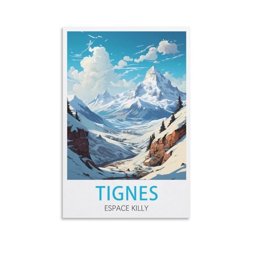 DIY Rahmenloses Malen-nach-Zahlen-Set, Tignes Espace Killy mit Pinsel und Acrylfarben-Set, Thema Digitales Wandkunstwerk für Zuhause, 40 x 50 cm von EZMLFA