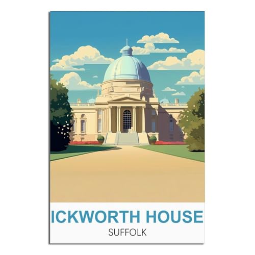 EZMLFA DIY Malen nach Zahlen Landschaft für Erwachsene, Ickworth House Suffolk, DIY-Ölgemälde-Set, Malen nach Zahlen, Zeichnen auf Leinwand, Kunst, Heimdekoration, Geschenke, 30 x 40 cm von EZMLFA