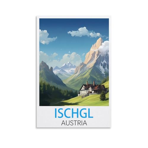 EZMLFA DIY Malen nach Zahlen Ölgemälde Geschenk für Erwachsene Kinder, Ischgl Österreichs Malen nach Zahlen Kits Wohnzimmer Schlafzimmer Wanddekoration 40x50cm von EZMLFA