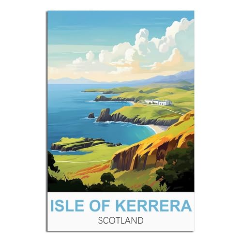 EZMLFA DIY Malen nach Zahlen-Sets, Isle of Kerrera, Schottland, DIY Acryl-Malen nach Zahlen-Sets mit Pinseln, Acrylpigment, für Zuhause, 40 x 50 cm von EZMLFA