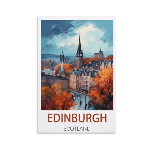 EZMLFA DIY Malen nach Zahlen für Erwachsene, Landschaft, Edinburgh, Schottland, DIY-Ölgemälde-Set, Malen nach Zahlen, Zeichnen auf Leinwand, Kunst, Heimdekoration, Geschenke, 30 x 40 cm von EZMLFA