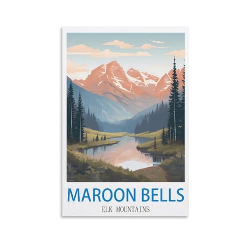 EZMLFA DIY Malen nach Zahlen für Erwachsene, Landschaft, Maroon Bells Elk Mountains, DIY-Ölgemälde-Set, Malen nach Zahlen, Zeichnen auf Leinwand, Kunst, Heimdekoration, Geschenke, 40 x 50 cm von EZMLFA
