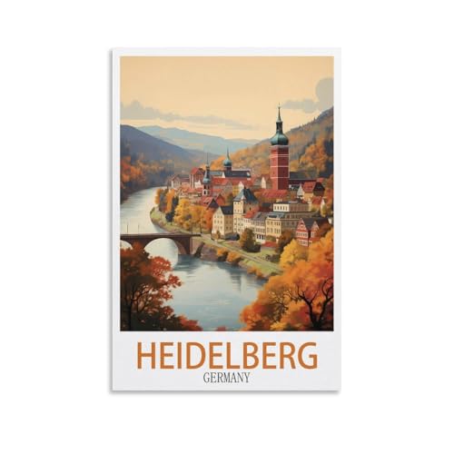 EZMLFA DIY Malen nach Zahlen für Erwachsene, Landschaft Heidelberg, Deutschland, DIY-Ölgemälde-Set, Malen nach Zahlen, Zeichnen auf Leinwand, Kunst, Heimdekoration, Geschenke, 40 x 50 cm von EZMLFA