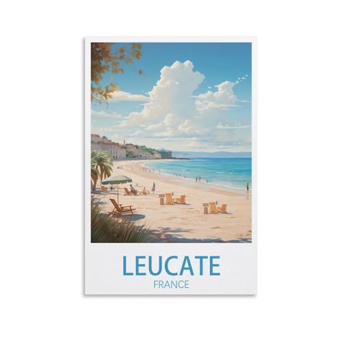 EZMLFA DIY-Ölgemälde, Malen nach Zahlen-Set, Leucate, Frankreich, Strandlandschaft, Acryl-Aquarell, Malen nach Zahlen für Kinder, Geschenk, Dekoration, 20 x 30 cm von EZMLFA