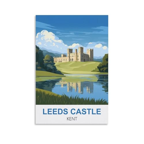 EZMLFA DIY Rahmenloses Malen-nach-Zahlen-Set, Leeds Castle Kent, mit Pinsel und Acrylfarben-Set, Thema Digitales Wandkunstwerk für Zuhause, 50 x 60 cm von EZMLFA