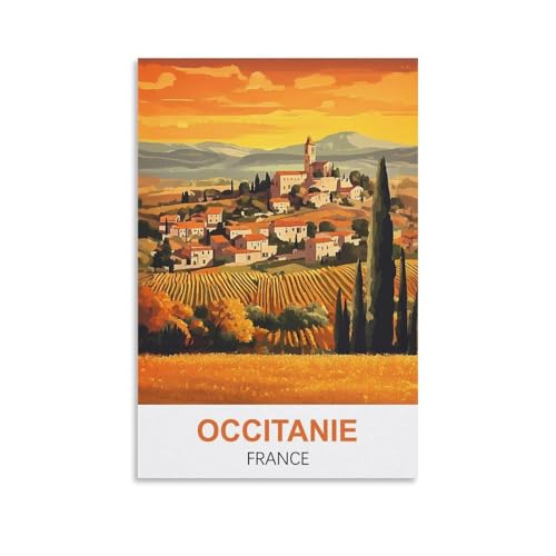 EZMLFA DIY Rahmenloses Malen-nach-Zahlen-Set, Occitanie, Frankreich, mit Pinsel und Acrylfarben-Set, Thema Digitales Wandkunstwerk für Zuhause, 20 x 30 cm von EZMLFA