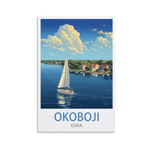 EZMLFA DIY Rahmenloses Malen-nach-Zahlen-Set, Okoboji Iowa mit Pinsel und Acrylfarben-Set, Thema Digitales Wandkunstwerk für Zuhause, 20 x 30 cm von EZMLFA