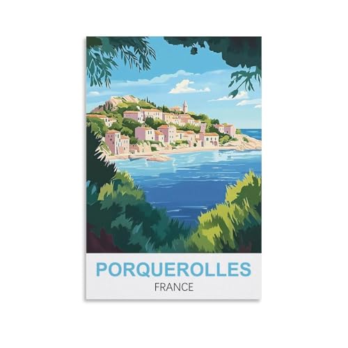 EZMLFA DIY Rahmenloses Malen-nach-Zahlen-Set, Porquerolles, Frankreich, mit Pinsel und Acrylfarben-Set, Thema Digitales Wandkunstwerk für Zuhause, 20 x 30 cm von EZMLFA